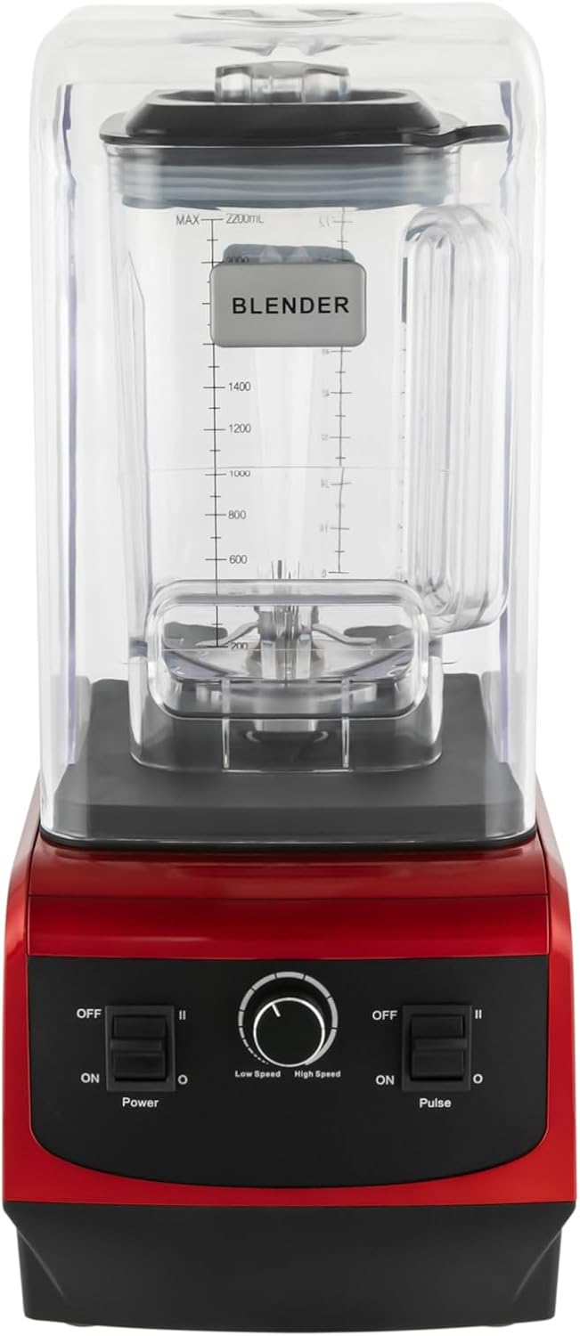 Commercial Mix Blender 74oz Capacity High Speed Smoothie Machine Professional Countertop Blender with Soundproof Cover for Crushing Ice Chopping Grinding Blending