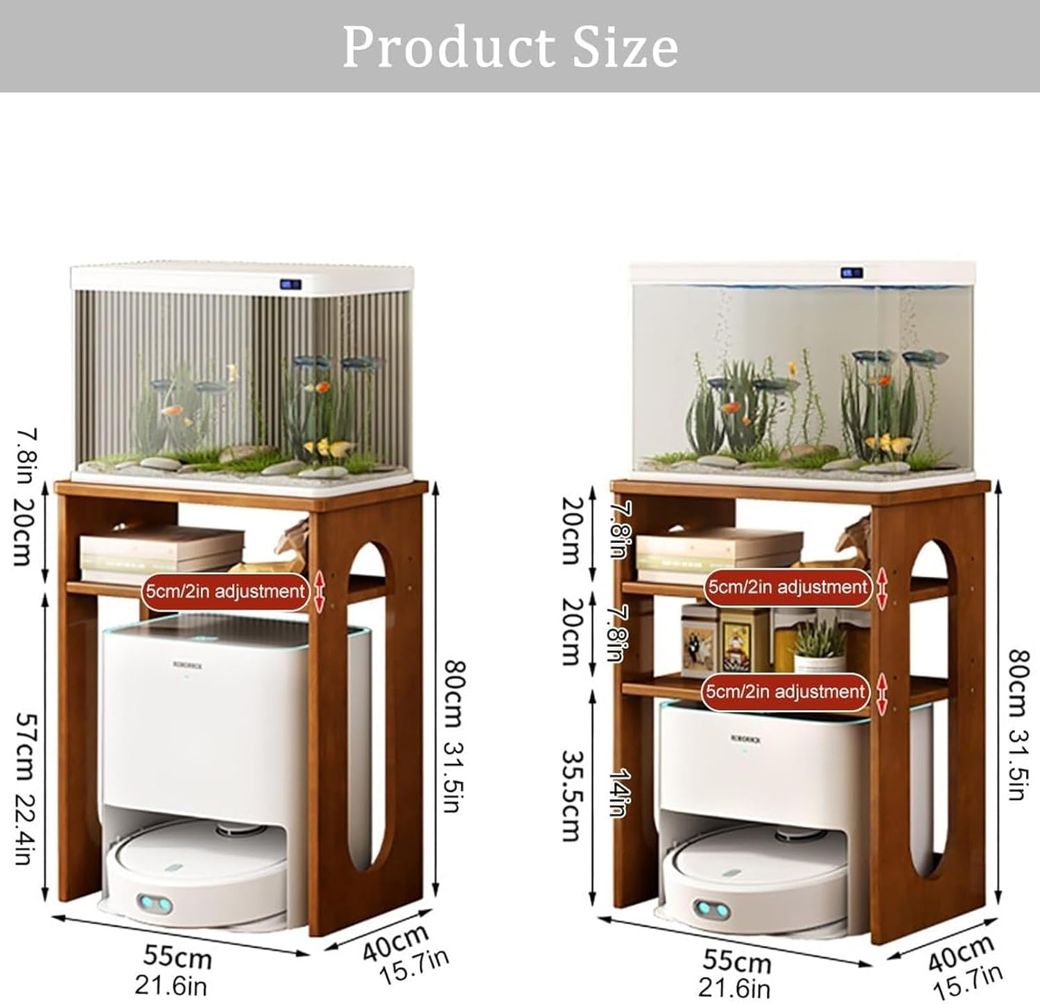 Robot Vacuum Hidden Storage Cabinet, Robot Vacuum Stand Cabinet, Wood Storage Rack Above The Sweeping Robot, Hidden Open Storage Shelves, Side Table Storage Cabinets(Natural,3-Tier)
