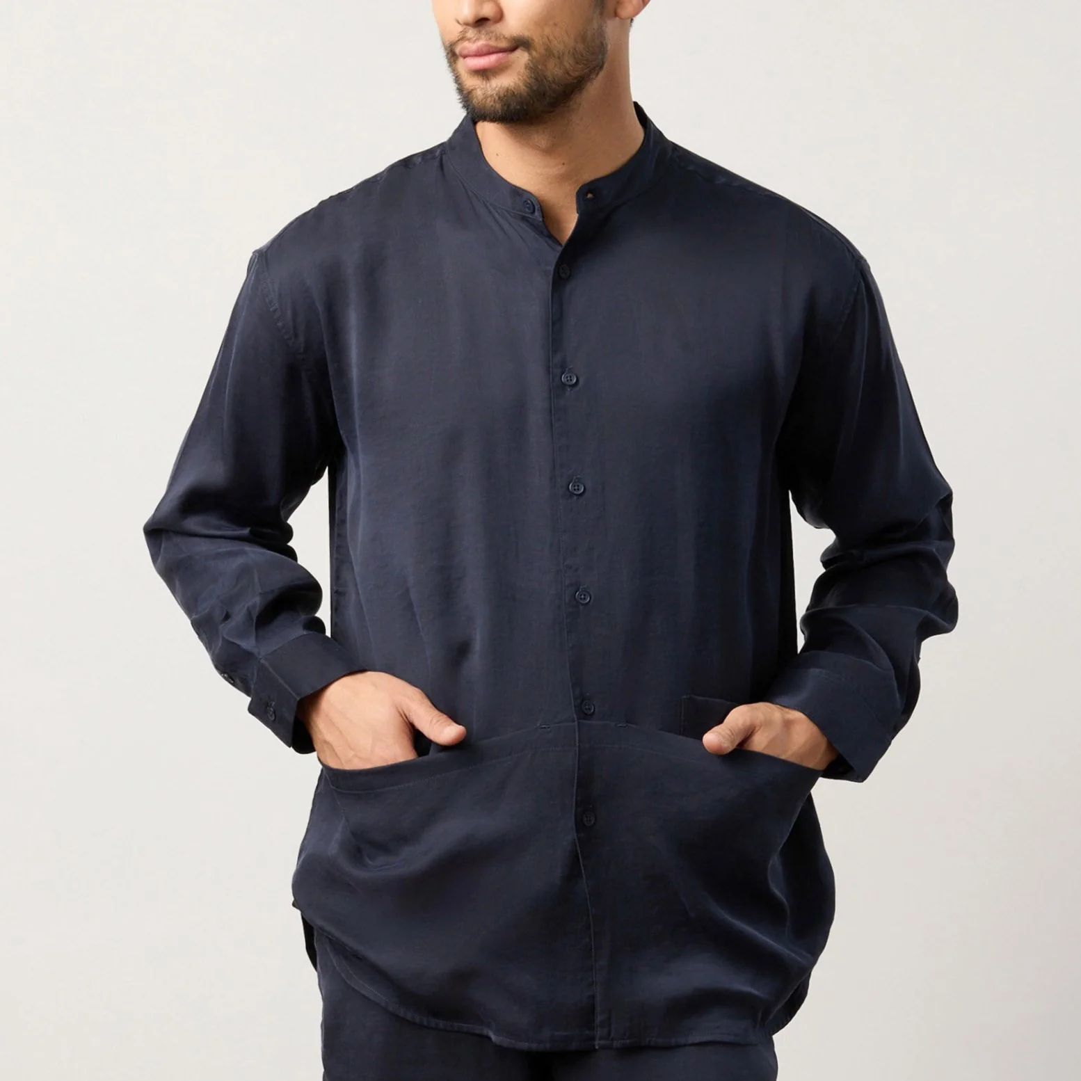 Flow TENCEL™ LUXE Relaxed Mandarin Collar Shirt
