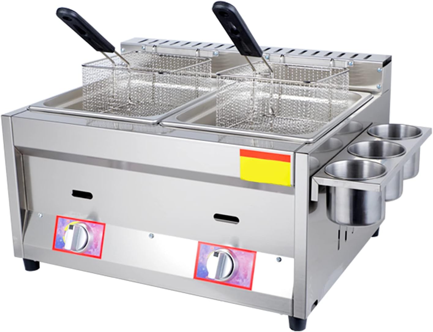 Gas Fryer Commercial Stainless Steel 12L Professional Countertop Cooking Machine with Basket and Spoon for Restaurants