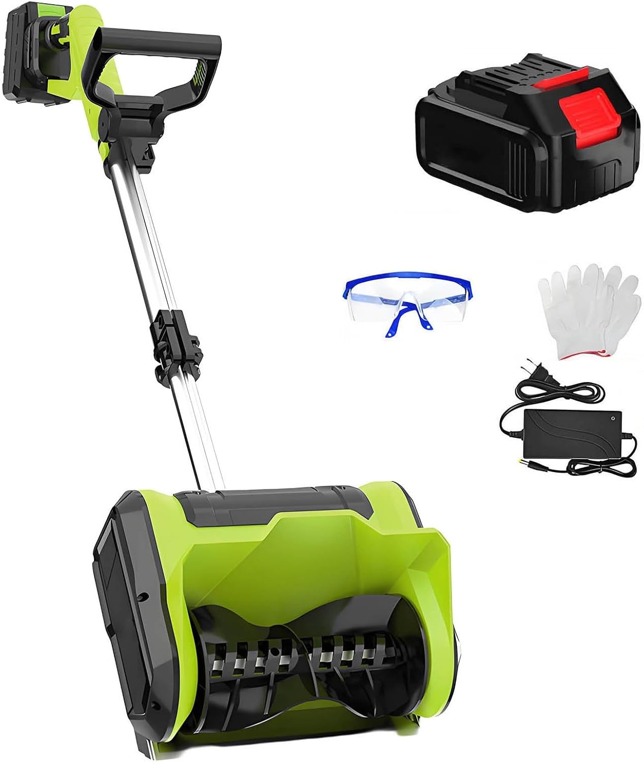 Snow Blower Cordless, Retractable Snow Shovel with Adjustable Auxiliary Handle, Double Safety Switch, Perfect for Steps, Porch, Decks or Walkways(One Battery)