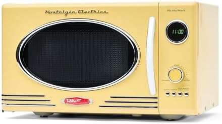 Nostalgia Retro Microwave - Countertop Microwave Oven - Includes 12 Pre-Programmed Settings and Digital Clock - 0.9 CU Ft. - 800 Watts - Yellow