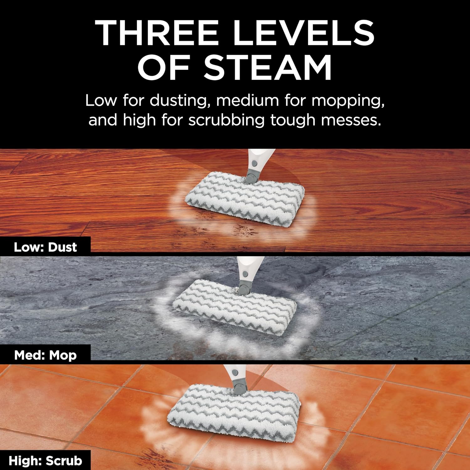 Shark® Professional Steam Pocket® Mop with Swivel Steering, 2 Washable Double-sided Pads, Steam Sanitization, Lightweight, Steam Cleaner for Sealed Hard Floors, Marble, Stone & Laminate, Grey, S3601