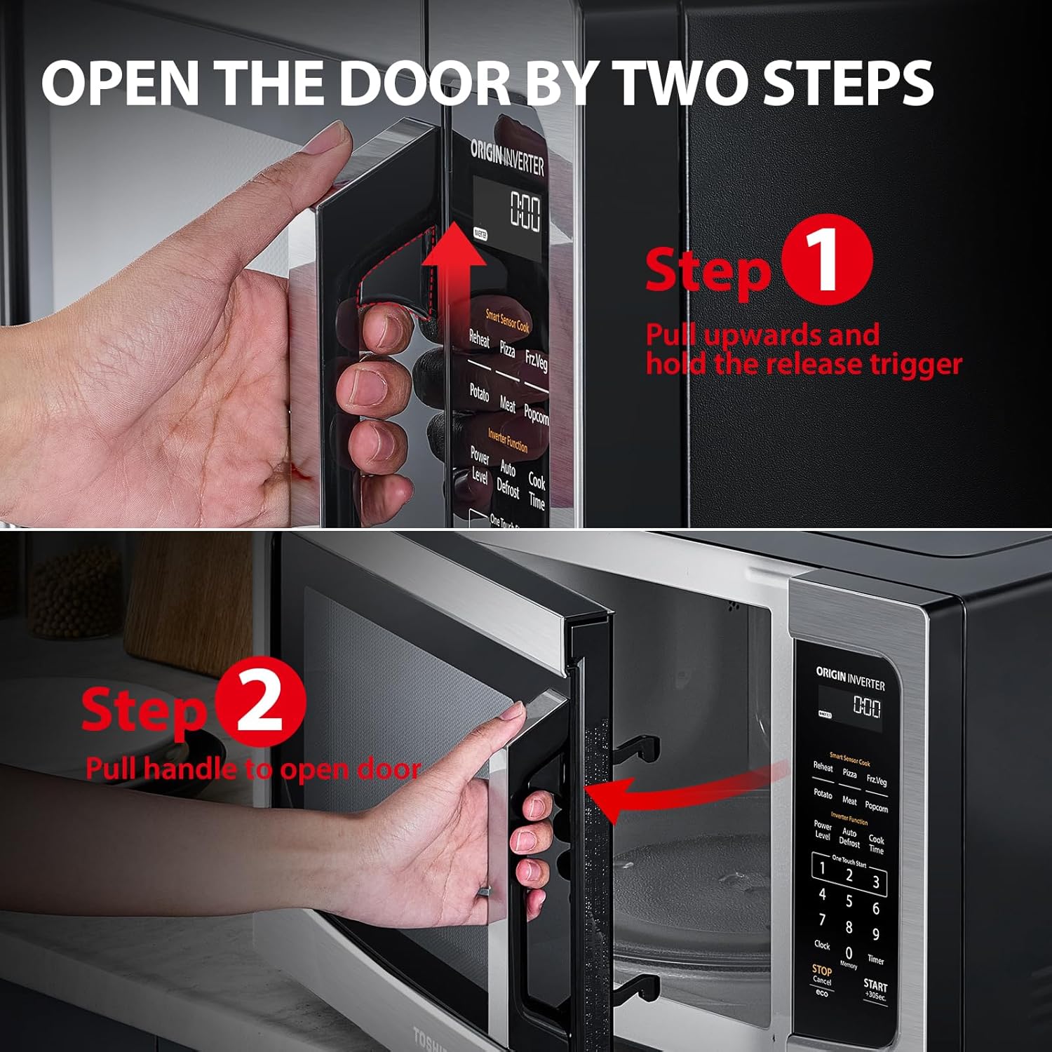 TOSHIBA ML-EM45PIT(SS) Countertop Microwave Oven with Inverter Technology, Kitchen Essentials, Smart Sensor, Auto Defrost, 1.6 Cu.ft, 13.6
