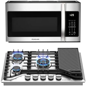GASLAND 30 Inch Over the Range Microwave Oven+30 Inch Gas Cooktop, PRO GH3305SF 5 Burner Gas Stovetop