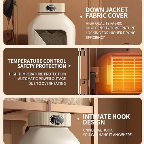 Portable Electric Clothes Dryer, Small Foldable 360° Circulation Drying Rack, Energy-Saving Hanging Dryer for Clothes, Compact Beige Design