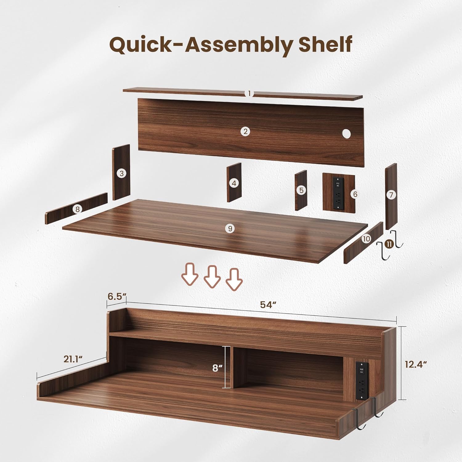 Upgraded 2-Tier Washer and Dryer Countertop with Power Outlet,54