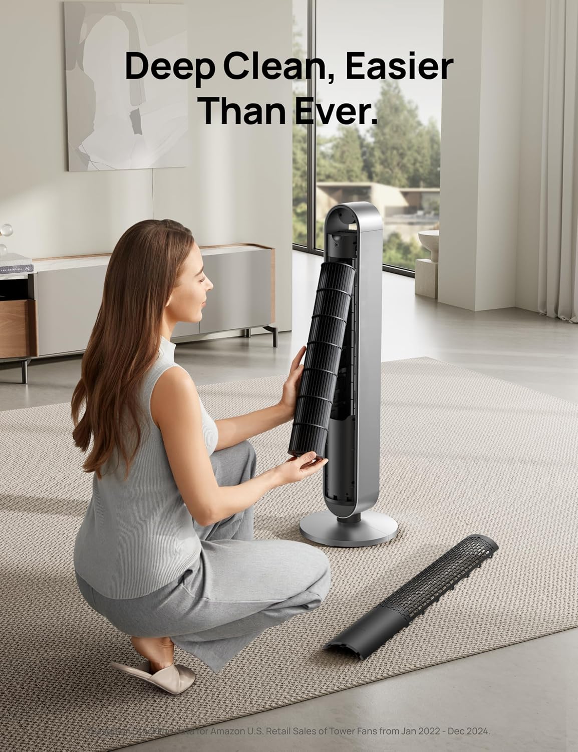 Dreo Tower Fan for Bedroom, 42 Inch 120° Oscillating Fan, 25dB Quiet DC Motor, 28ft/s Velocity Bladeless Standing Fan with 12 Speeds, 4 Modes, 12H Timer Cooling Fans for Home, Living Room, Pilot Max S