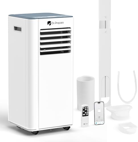 DR.PREPARE Portable Air Conditioner, 8000 BTU AC Unit with Smart WiFi Enabled, APP & Remote Control, Fan & Dehumidifier, 24H Timer, Sleep Mode, Window kit, Cools Room Up to 350 Sq. Ft