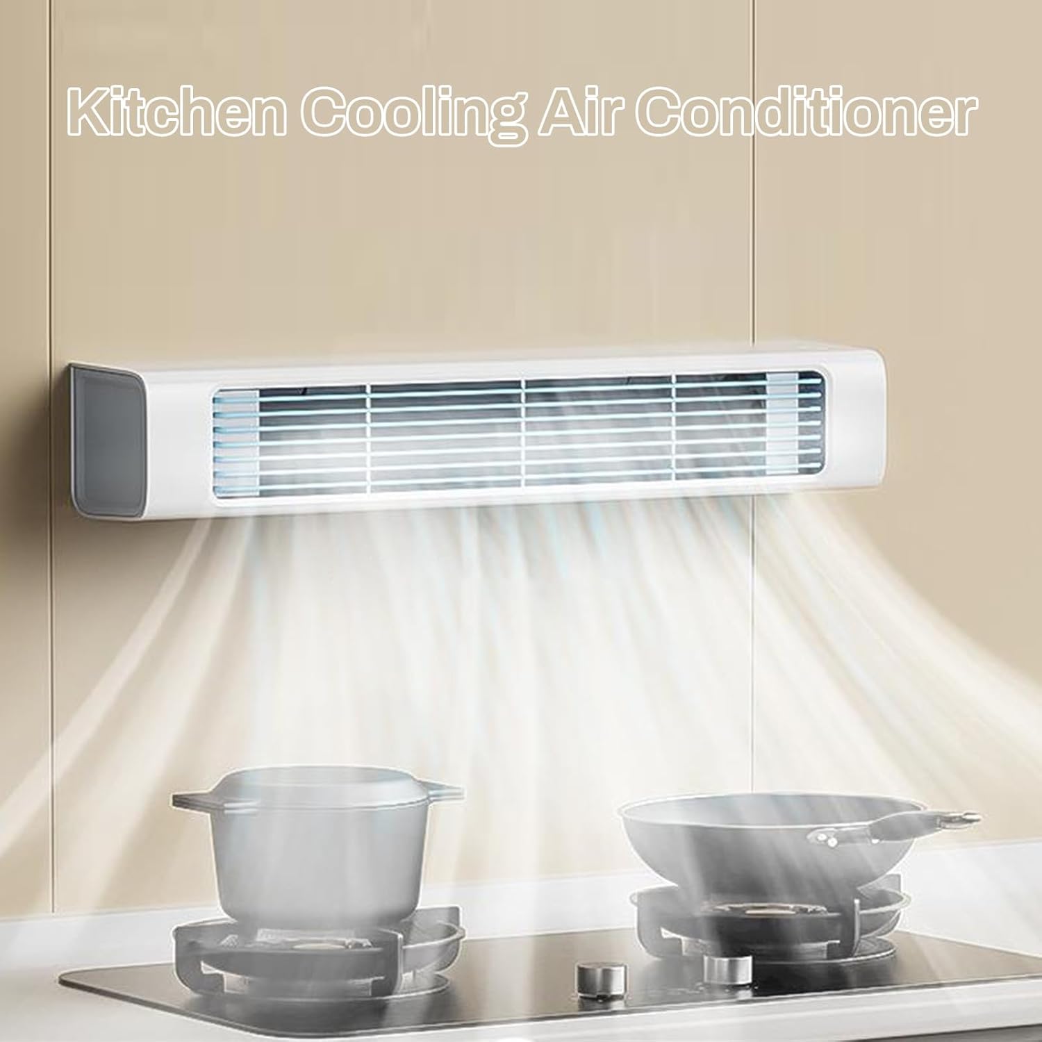 Portable Kitchen Cooling Air Conditioner, 3 Speeds with Air Conditioner Wind Deflector, Turbo Compression Cooling, USB Rechargeable Suitable for Kitchen, Bedroom and Living Room (white)