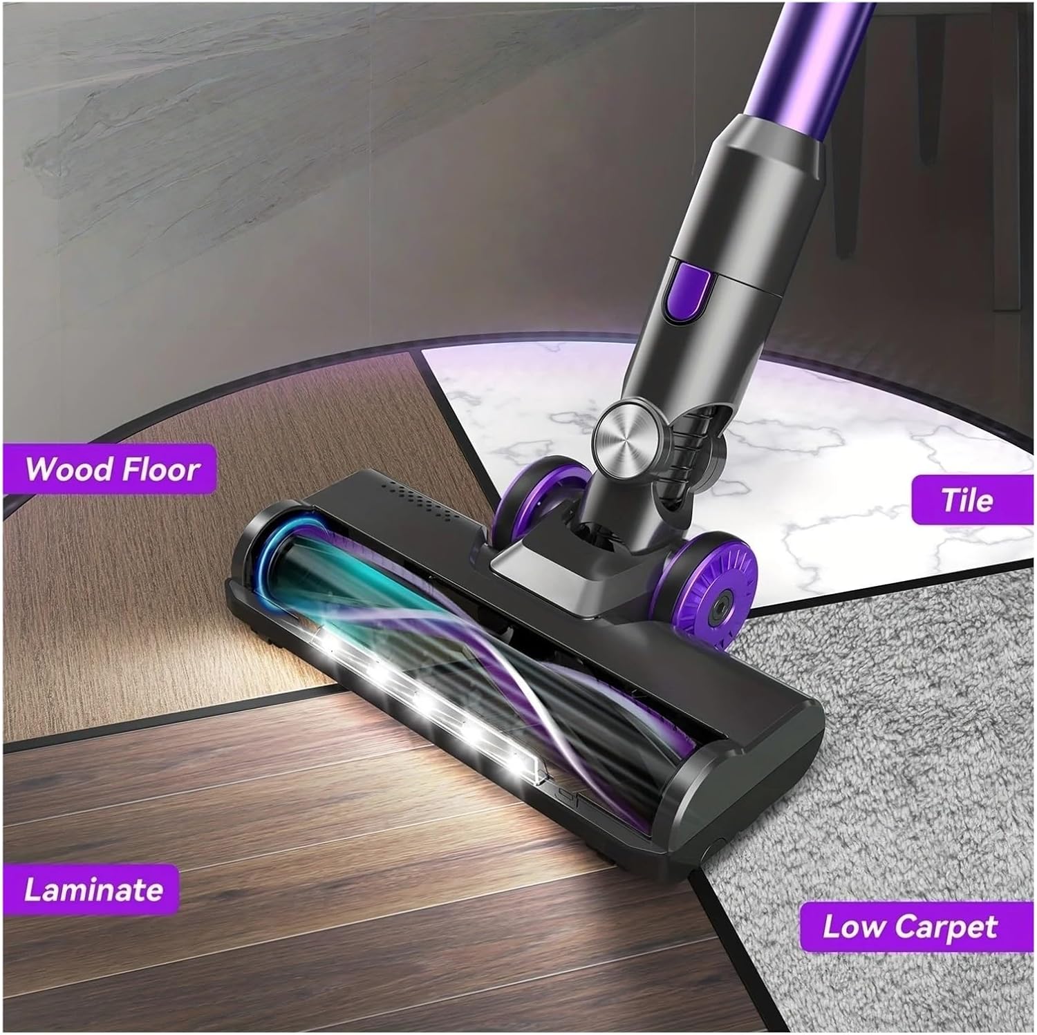 Cordless Vacuum Cleaner 30Kpa 8-in-1 Stick Vacuum 180° Foldable Wand Lightweight Handheld of Home Cleaners Compatible with POWEART N700