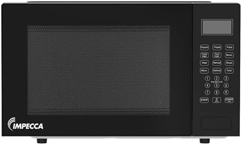 IMPECCA Countertop Microwave Oven 10 Auto Menus Defrost Timer LED 0.9 Cu 900W 11.25” Turntable Child Lock Press to Open