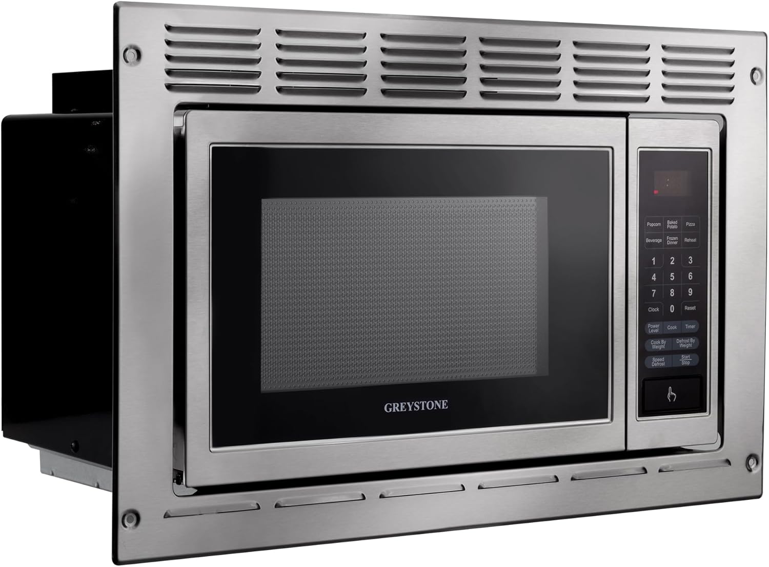 RecPro Over the Range RV Microwave | .9 cubic ft Stainless Steel Microwave with Trim Kit | 900 Watt | Direct Replacement for Greystone