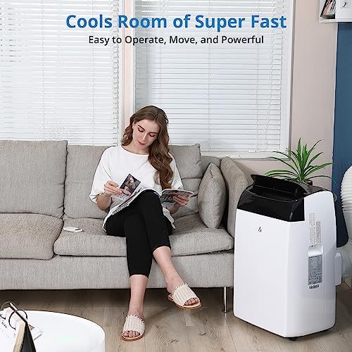 12000 BTU Portable Air Conditioner, 3-In-1 Cooling, Fan, Dehumidifier, 51DB Quiet, 24H Timer, Remote Control, 550 Sq.Ft Coverage, Room Air Conditioning for Home/Office