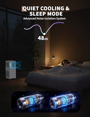 8000 BTUs Portable Air Conditioner, Air Conditioners 3-In-1 Cooling, Fan & Dehumidifier for Up to 350 Sq.Ft, Remote Control, 24H Timer, Smart Sleep Mode, Floor AC Units, LED Display