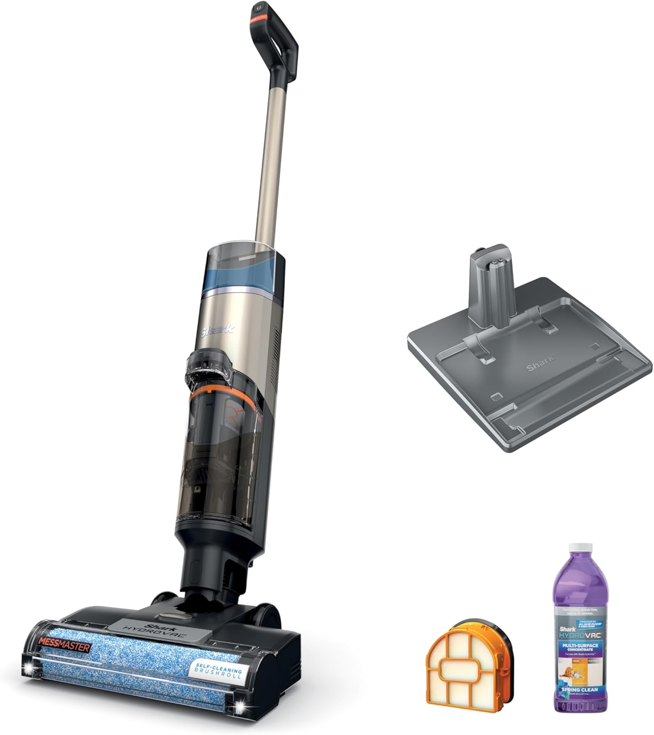 SHARK WD261 HydroVac MessMaster Heavy Duty 3-in-1 Cordless Self-Cleaning Multi-Surface Cleaner, LED Headlights, Lightweight, Powerful Suction, for Hard Floors & Area Rugs, Stone (Renewed)