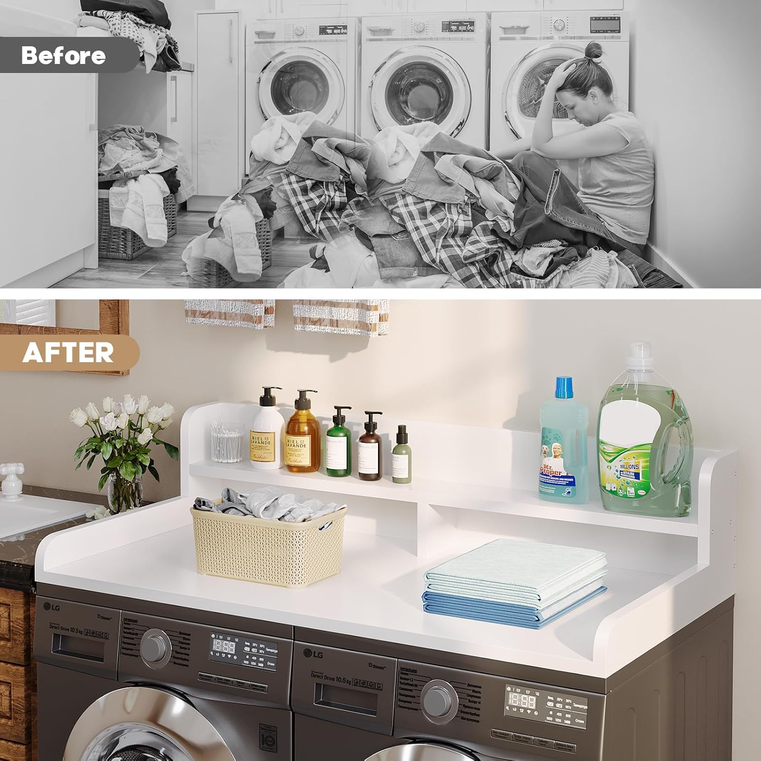 2-Tier Washer Dryer Countertop with 2.75