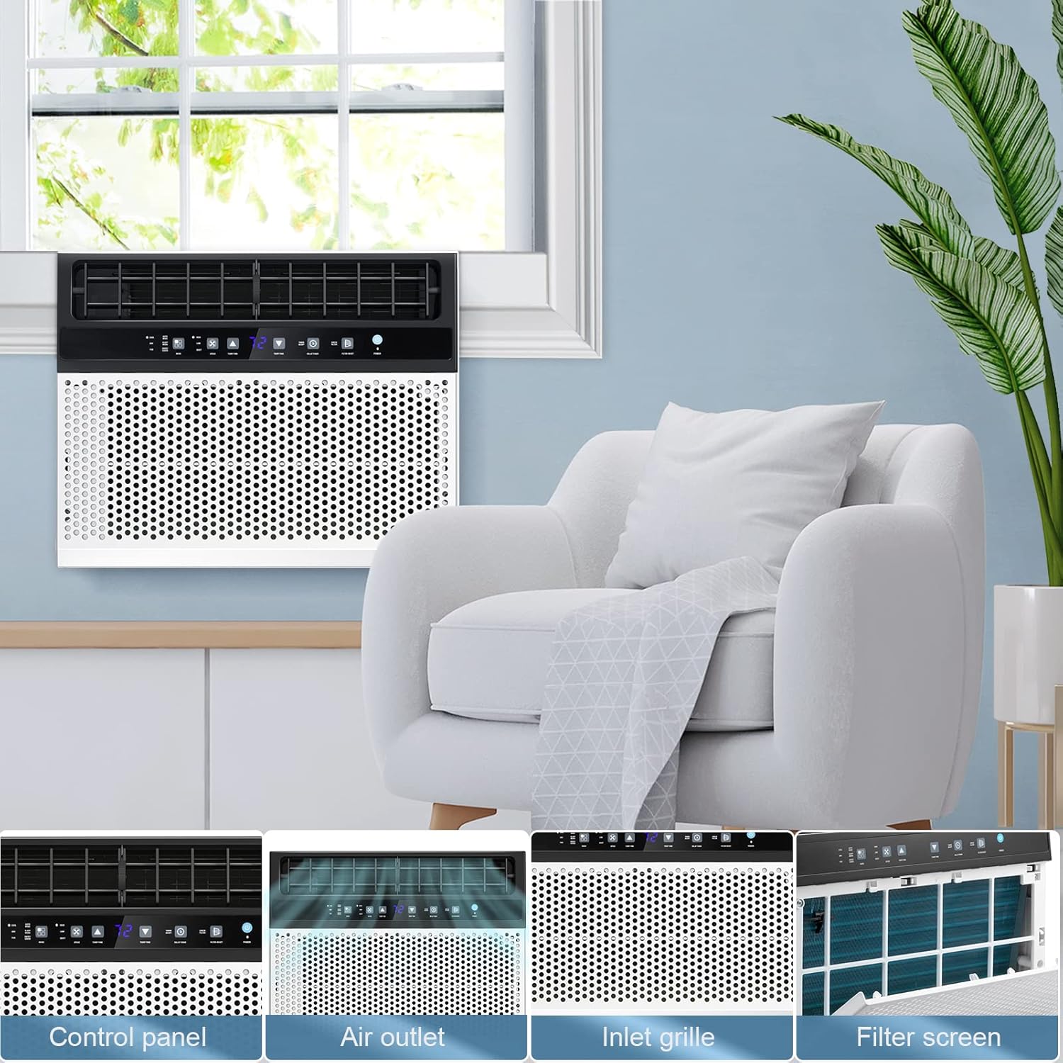 Antarctic Star 12,000 BTU Window Air Conditioners Cools up to 550 Sq. Ft, U-Shaped Air Condtioner Window Unit with 6 Modes 24H Timer, Energy-saving Window AC Units, Easy to Install, White