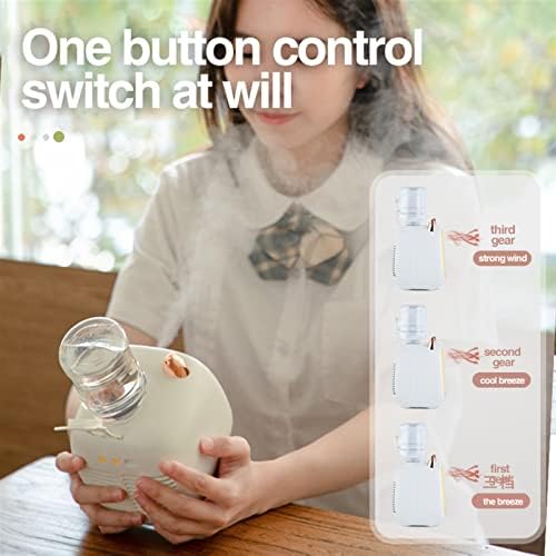 Humidifiers for Bedroom 1200/2400mAh Air Conditioner Portable Camping Fan Rechargeable Spray Cooling Cute Air Humidifier Fan Outdoor Home Humidifier for Home (Color : 2400mAh Pink)