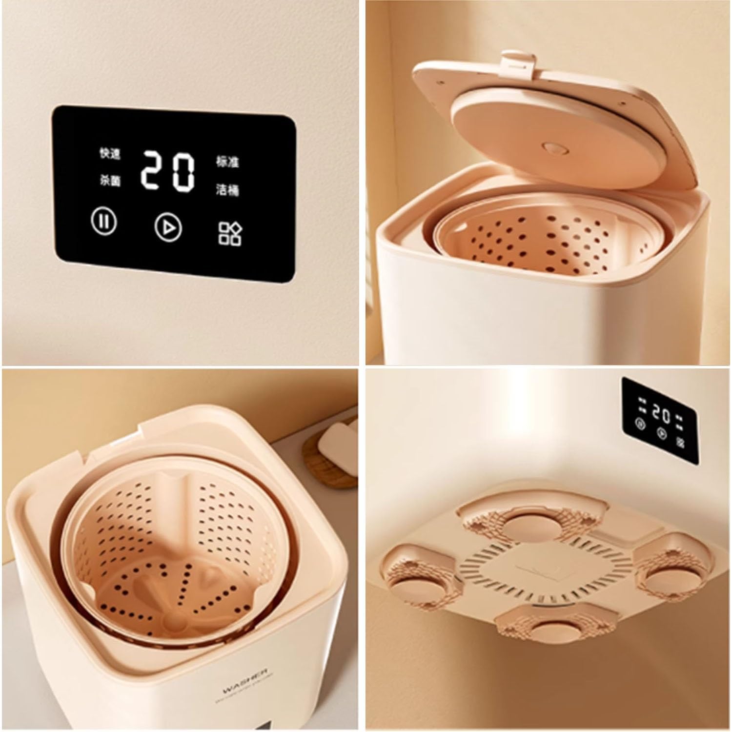 Mini Washing Machine, Small Portable Washing Machines for Apartments, Camping, Travel, 7L Washer with 4 Modes Deep Cleaning for Baby Clothes