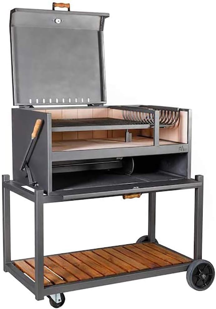 Nuke Delta02 Authentic Argentinian-Style Outdoor Cooking Charcoal Gaucho Santa Maria Grill, 40 Inch, Black