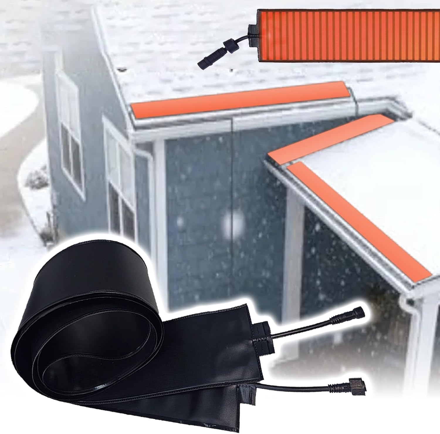 Heated Roof Snow Melting Mats for Ice Dams, Roof Heat Panel, Heated Panel with Heat Cable for Roof and Gutter,760cm/299in 255W