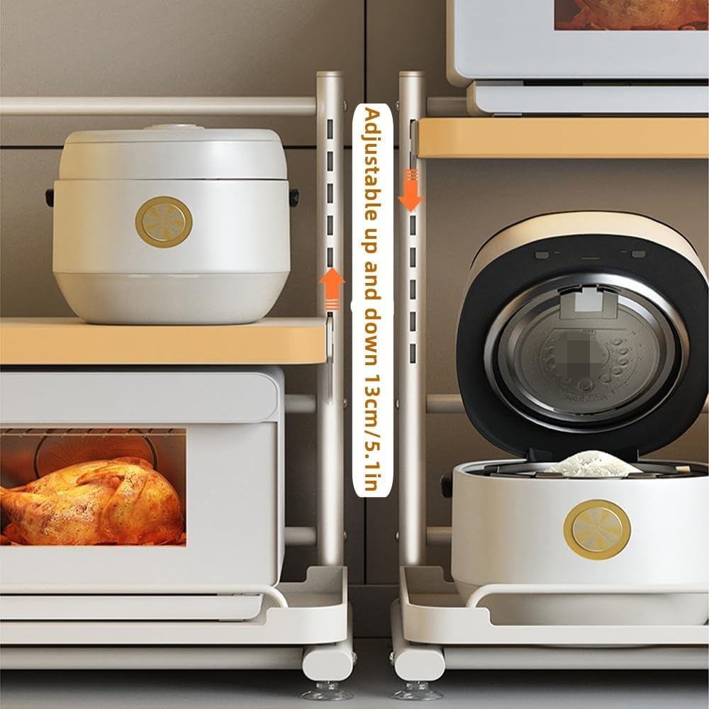 Pull-Out Microwave Stand, Multifunctional Storage Rack for Microwave, Oven and Small Appliances, Kitchen Countertop Organizer, Microwave Shelf, Countertop Organizer(53cm/20.9in)