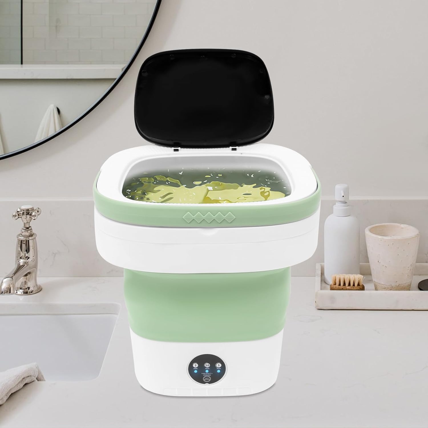 Portable Washing Machine, Mini Washer, 12l/12.68qt Large Capacity Foldable Washer, Deep Cleaning Of Underwear, Baby Clothes And Other Small Clothes For Apartments, Dormitories, Hotels (Green)