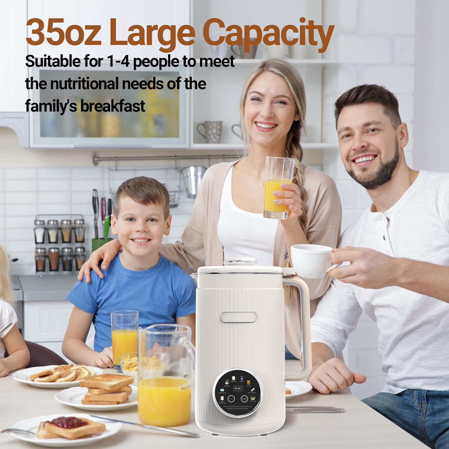 Nut Milk Maker Machine - 8 in 1 Soy Milk Maker Machine 35oz with Self-Cleaning, 18H Delay Start & 4H Keep Warm, Automatic Plant-Based Milk Blender for Almond, Oat, Coconut, Soybean - White