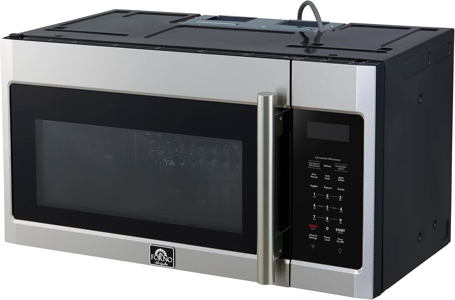 FORNO Fornace 30-Inch Over-the-Range Convection Microwave, 1.5 cu.ft Capacity – Stainless Steel Finish – 300 CFM 2-Speed Ventilation, Touch Glass Control, LED Cooktop Lighting – FOTR3038-30