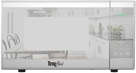Total Chef 0.9 Cu Ft Microwave Oven – Compact Countertop Kitchen Appliance, Small Stainless Steel Microwave with Digital Touch, Pre-Set Functions, 10.6” Turntable, 900 Watt