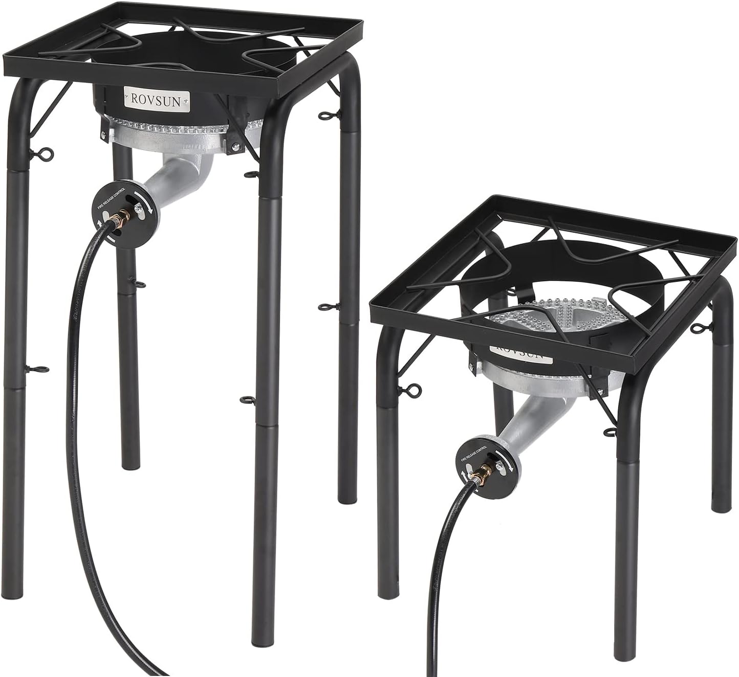 ROVSUN 200,000 BTU Powerful Propane Burner, High Pressure Portable Single Gas Stove Cooker with Adjustable Height & 20psi Regulator for Outdoor Camp Cooking Home Brewing Turkey Frying Maple Syrup Boil