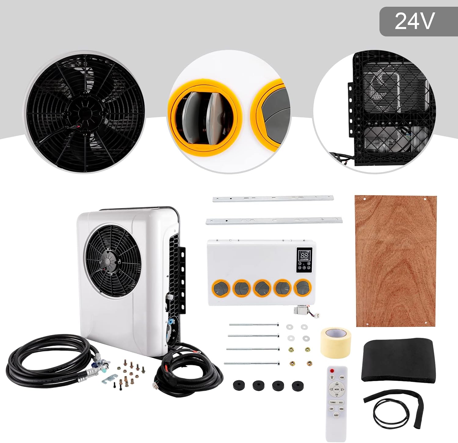 RV Air Conditioners，24V 3400-10238BTU Universal RV Air Conditioner System Split Mini Split AC System Unit for Semi Trucks Bus RV Caravan Agricultural Vehicles, Campers