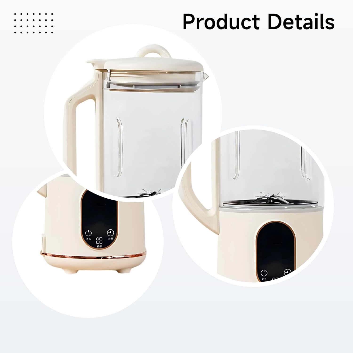 Generic 1200 Ml Plant-Based Milk Maker, Beige Blender With Six Functions, Automatic Self-Clean, Quiet Design, Dimensions 6.3 X 4.7 X 11.8 In