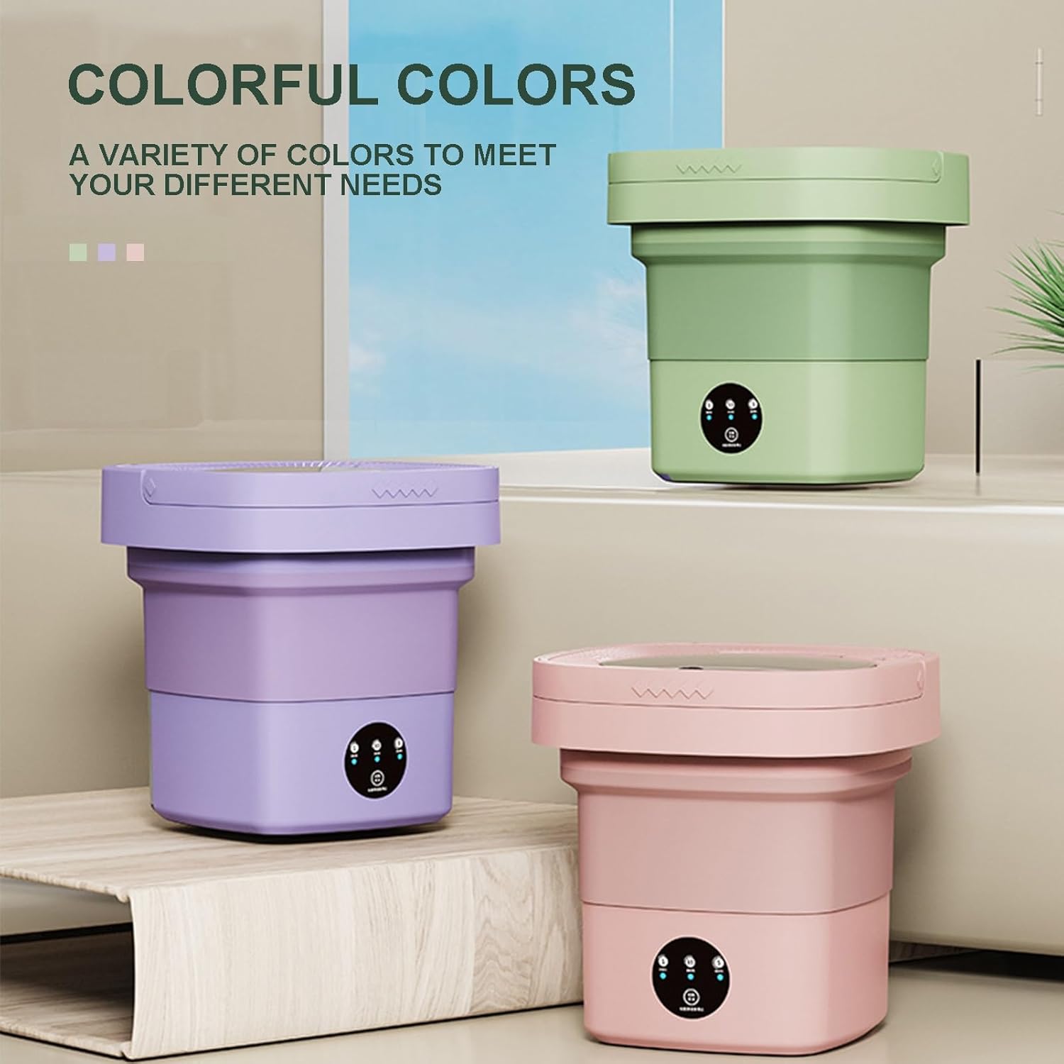 Foldable Portable Washing Machine, 6.5L Compact Mini Washing Washer Machine for Baby Clothes Underwear Laundry Apartment Dorms Rv Travel Camping (Color : Pink)