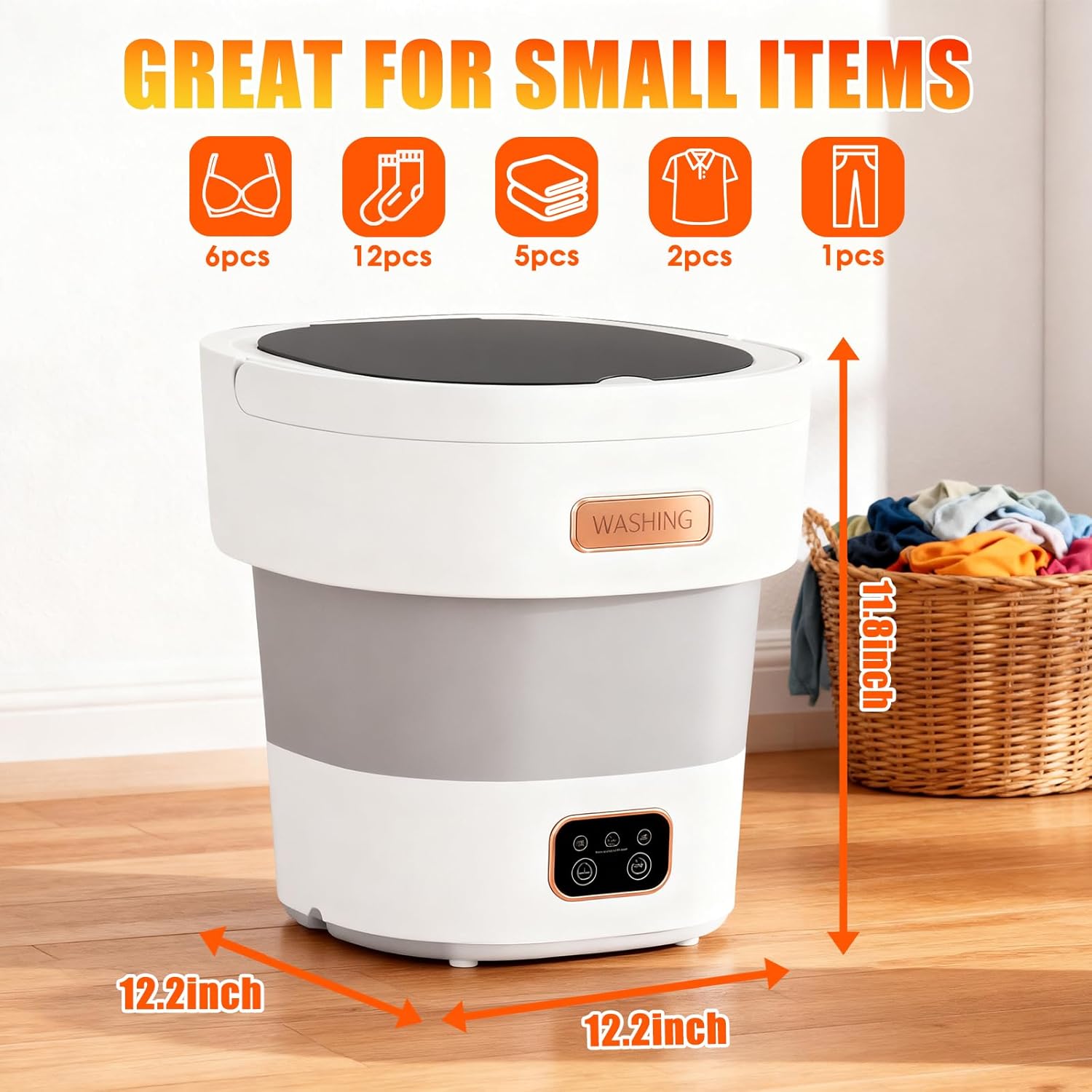 Portable Washing Machine,Mini Washer 16L Upgraded With Spin Basket 3 Modes Deep Cleaning for Underwear,Baby Clothes,Shirt,Small Delicates