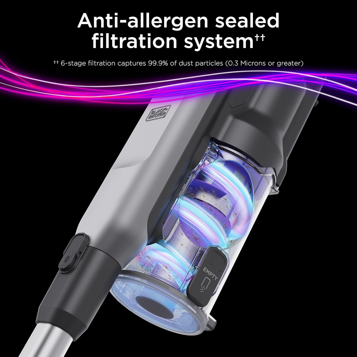 BLACK+DECKER Cordless Vacuum, Stick Vacuum Cordless for Hardwood Floor and Carpet, LED Floor Lights, Bagless, Lightweight Portable, Removable Floorhead, SUMMITSERIES (BHFEA640WG)