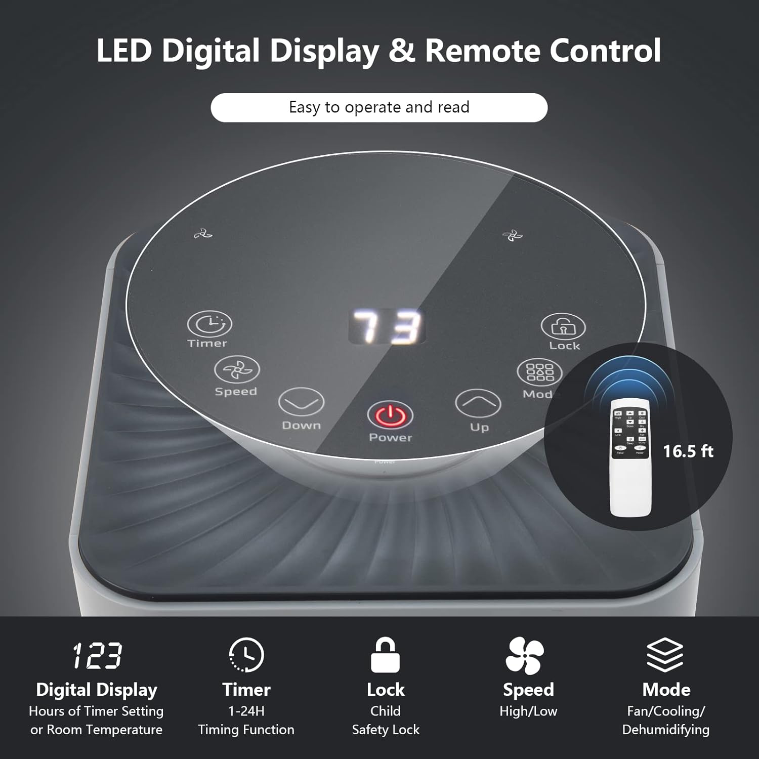 GOFLAME 10000BTU Portable Air Conditioner, 3-IN-1 Air Cooler & Dehumidifier with Remote Control, Sleep Mode, 2 Speeds and 24H Timer, Air Cooling Fan for Home & Office, Grey