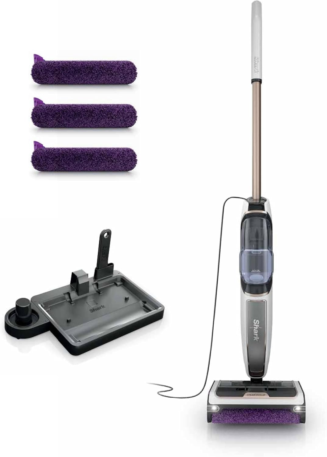 Shark Steam Pickup 3-in-1 Steam Mop Picks Up Debris, Deep Scrubs, & Steam Sanitizes - All At Once, Lightweight Steam Cleaner for Home, Steam Cleaner for Hardwood, Tile & Laminate, White, SD205CCO