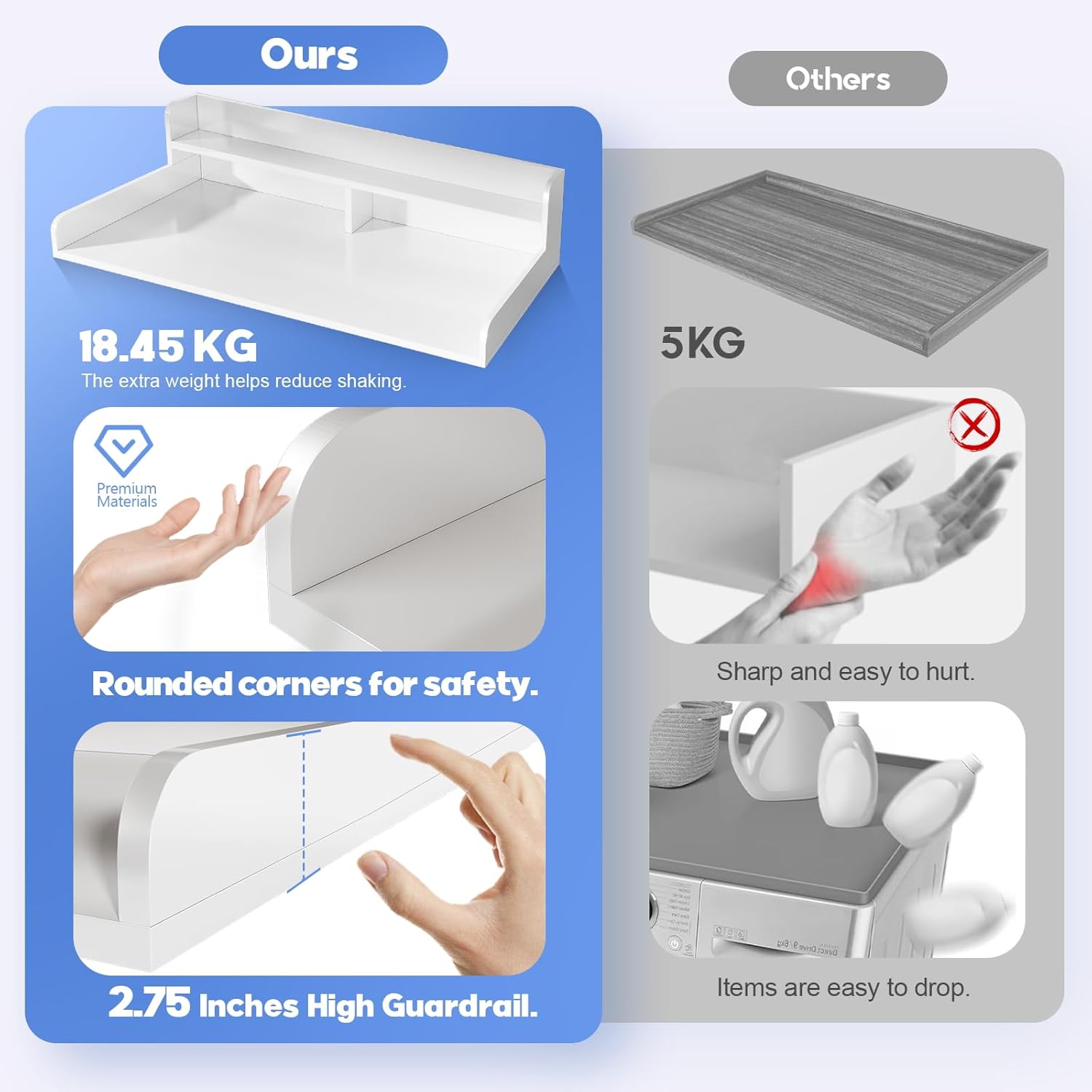 2-Tier Washer and Dryer Countertop with 2.75