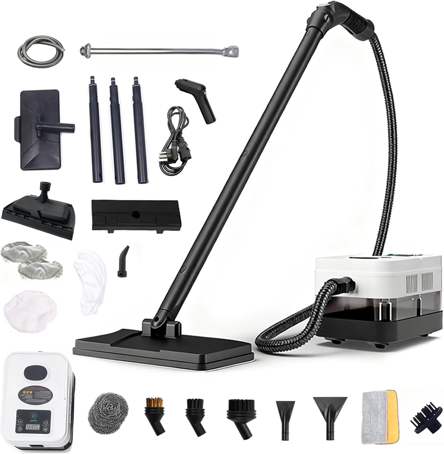 12-in-1 Steam Mop, Steam Cleaners with 21 Attachments, Detachable Handheld Steamer, 1200ML Tank & 15s Fast Heat-Up, Steam Mops for Floor Cleaning, Multipurpose Steamer for Home,Tile&Grout&Wall&Car