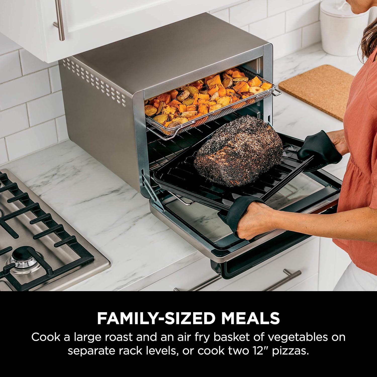 Ninja Air Fryer & Toaster Oven | Foodi Series, XL Pro Air Oven Kitchen Countertop Convection | 10-in-1 Functions | Fits a 5-lb Chicken & Sheet Pan of Vegetables | 1800 Watts | Stainless Steel | DT201