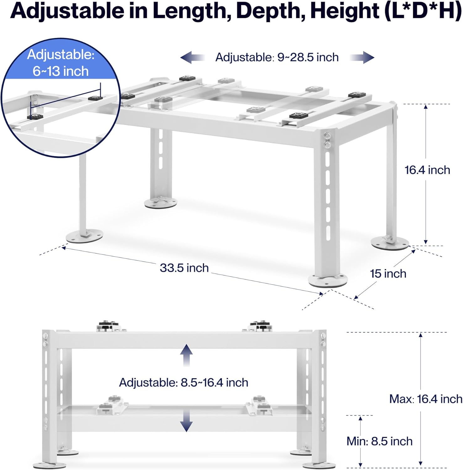 Della Mini Split Ground Stand for 9000-18000 BTU Ductless Air Conditioners Heat Pumps System & HVAC, Heavy Duty Steel Powder Coated, Adjustable Width Mini Split Condenser Stand, Max Load: 396 LBS