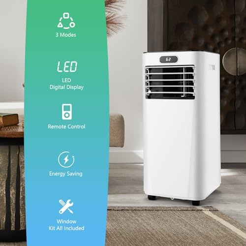 DORTALA Portable Air Conditioner 10000BTU, 3-in-1 AC Unit with Remote Control, Dehumidifier, 24H Timer, Window Kit, Standing AC Cooling Unit for Home Office, White