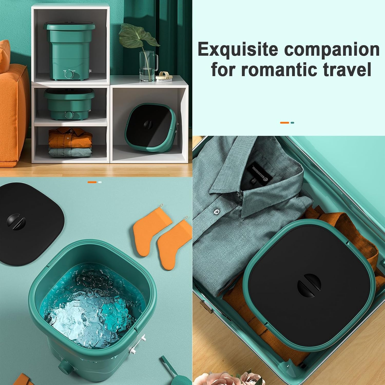 THAMBA 24L Large Capacity Mini Portable Folding Washing Machine, Sales are far Ahead Suitable for Any Occasion Small Washing Machine (Color : Green)