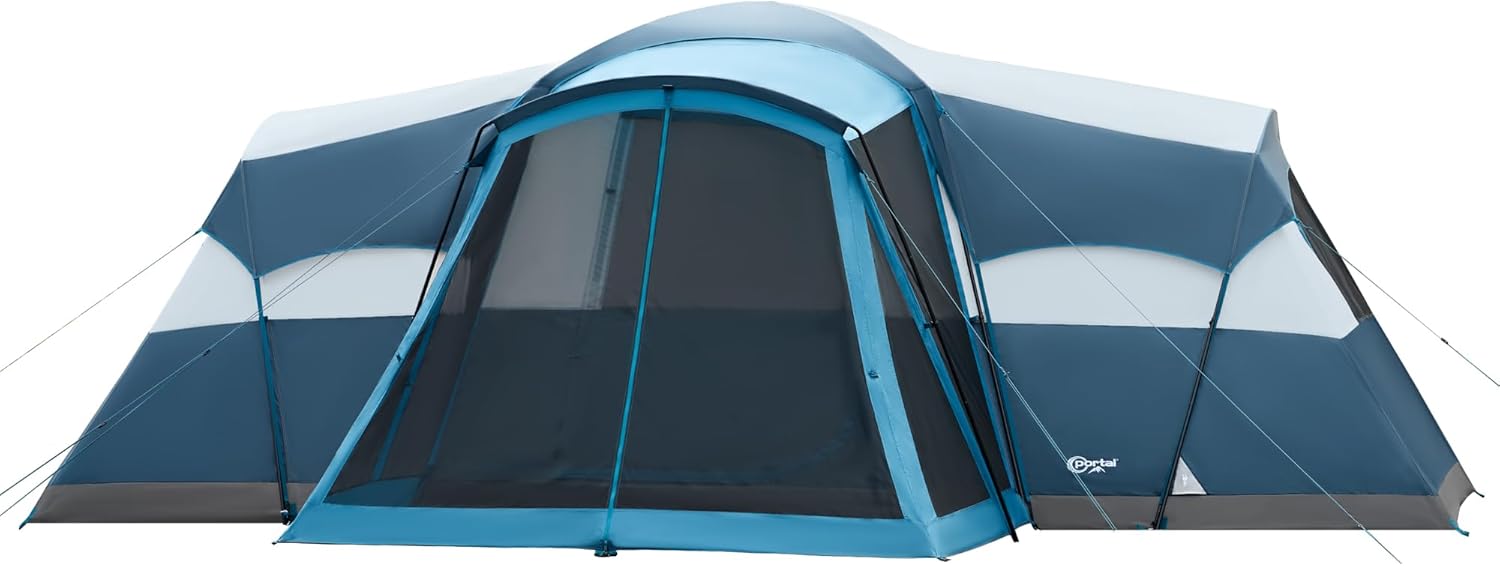 PORTAL 6/8/10 Person Family Camping Tent with Screen Room, Water Resistant Big Tunnel Tents with Rainfly, Large Family Tent for Camping, Outdoor, Patio