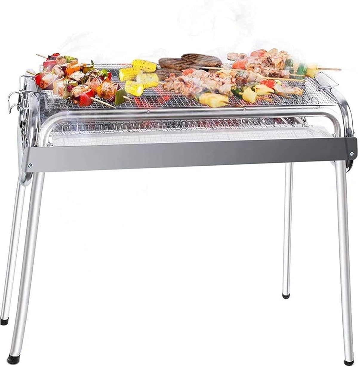 Charcoal Grill, Barbecue Charcoal Grill, Outdoor Stainless Steel Smoker BBQ grill for Outdoor Cooking Camping Picnics Beach 336 Square Inches