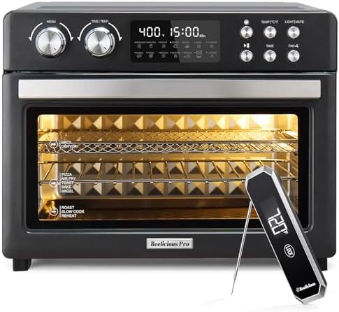Beelicious Pro 28QT Air Fryer Toaster Oven Combo with Meat Thermometer
