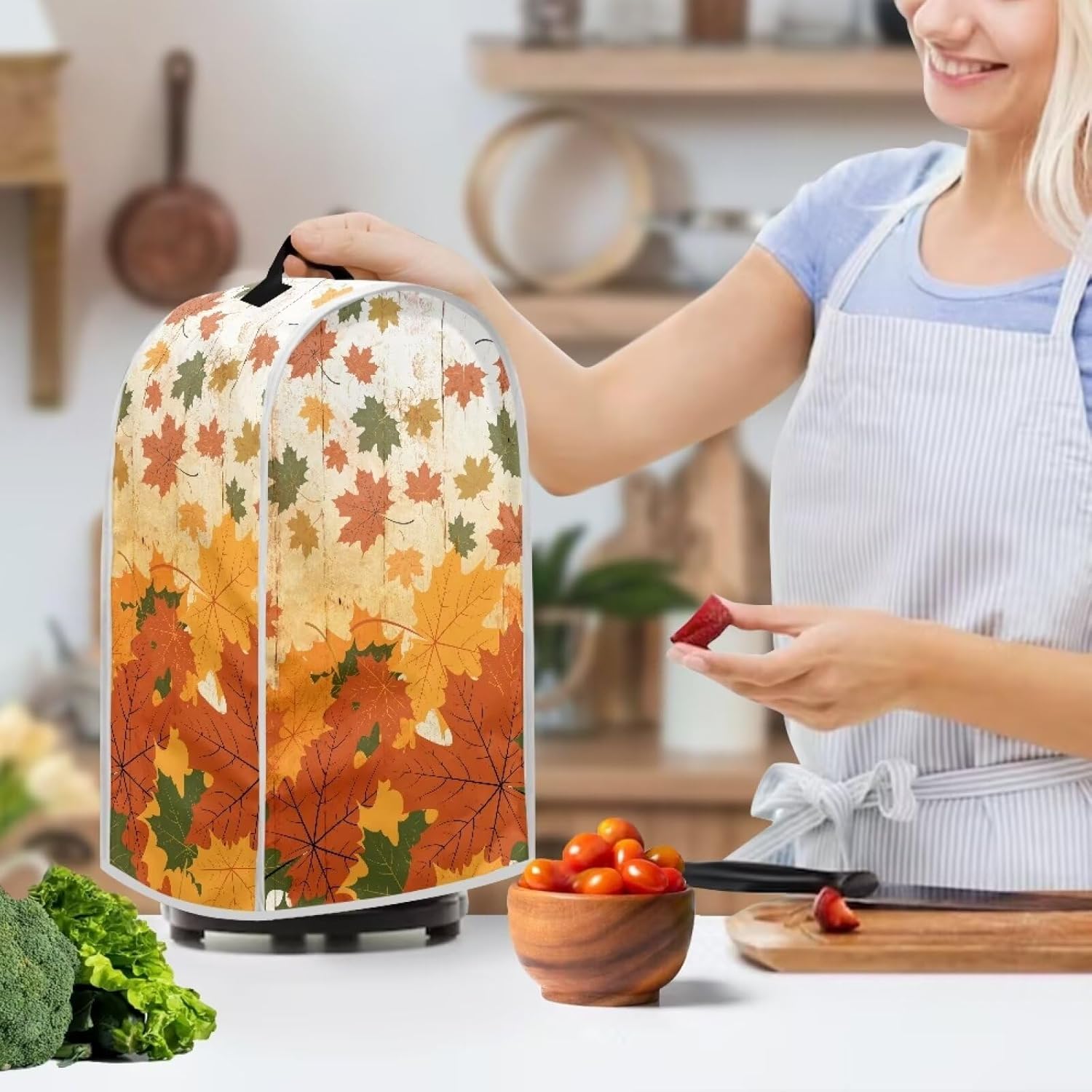 DISNIMO Fall Maple Leaves Mixer Blender Cover Kitchen Appliance Cover Anti Fingerprint Keep Clean Dust Proof Fitted Stain Resistant for Household