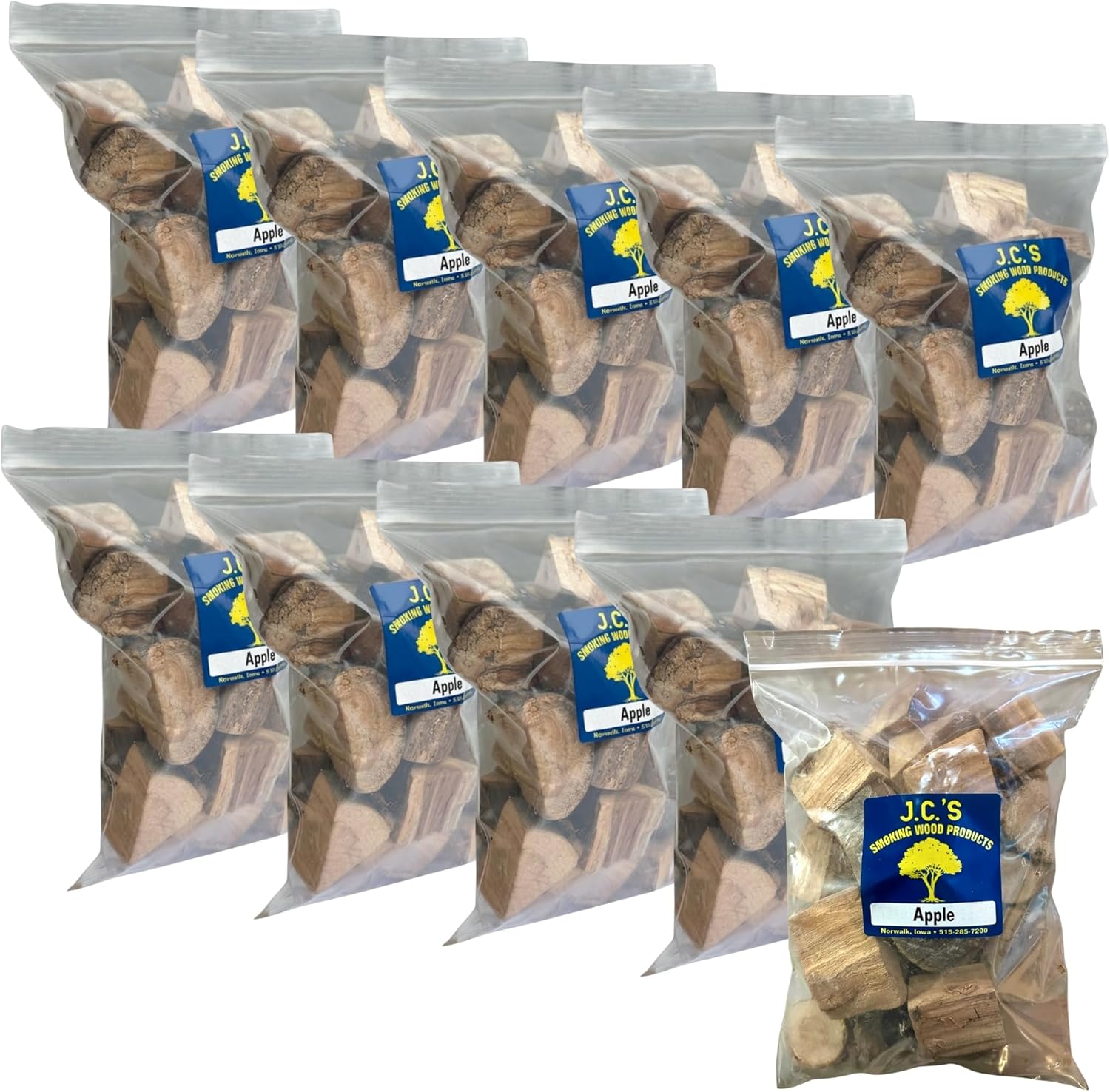 J.C.'s Smoking Wood Chunks - Gallon Sized Bag - Apple 10PK